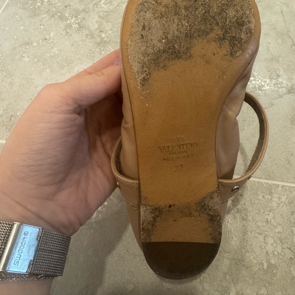 Valentino Pointed Toe Love Latch Ankle Strap Nude Pink Flats with Grommets - Picture 6 of 10